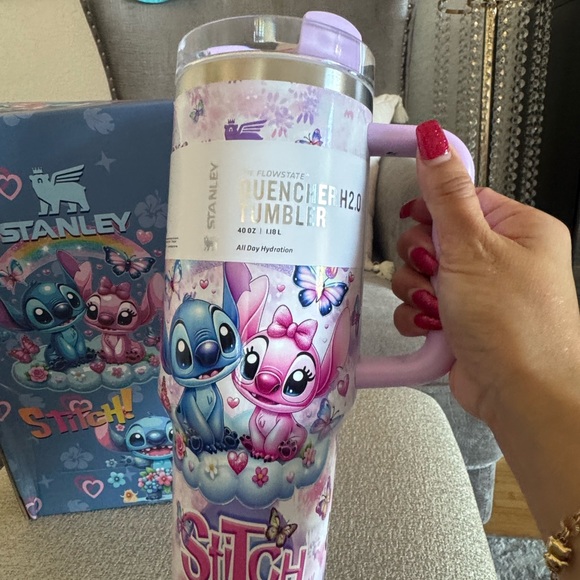 Stanley Stitch Themed in pastel purple 40oz Tumbler with Handle. New. - Picture 3 of 8